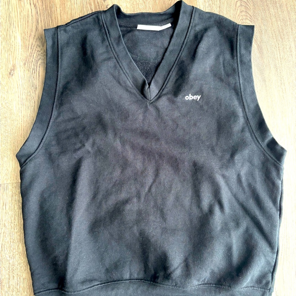 Obey Black Case Vest Sweater Sz.S